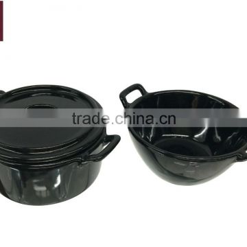 Black porcelain small cake dessert bowl with lid H10028