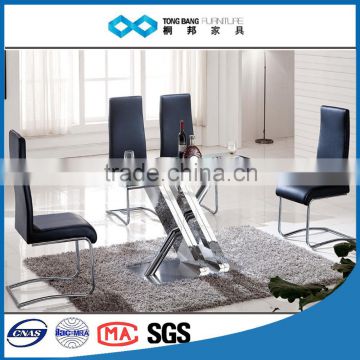 Stainless Steel Dining Table With good Leather Chairs