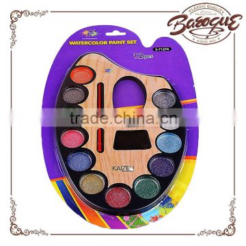 12Color Palette Water Color Cake, Round Shape Children Cerificate Watercolor Cake, Kids Drawing Paper Solid Color