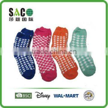 Fashion warm fluffy small block colourful women socks