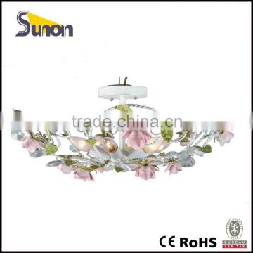 wrought iron 6 lights decorative iron rose ceiling lamp indoor round ceiling lamp