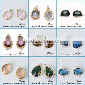 Fashion jewelry gold/silver plated bezel stone natural various design glass gemstone bezel pendant