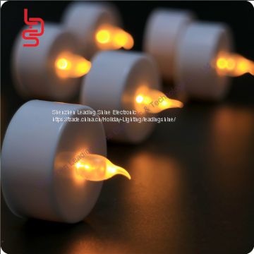 Flameless battery replaceable led waving flame safe use wedding ceremony decoration tea light candle temple light energy