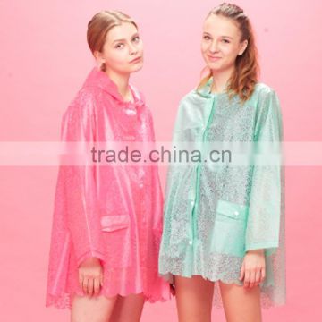wholesale eva/tpu raincape women lace raincoats