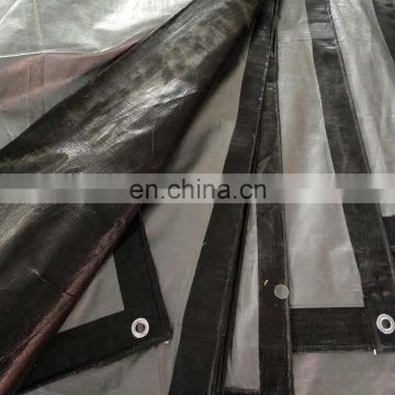 reinforced edge black poly tarp with eyelets