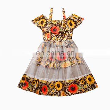 Fashion Baby girl dress cotton regular Baby Infant Birthday Tutu Clothes Party Jumpsuit girls sunflower beach Romper Dress