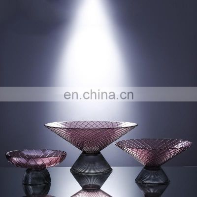 Purple Nordic Luxury Modern Glass Fruit Bowl For Decoration