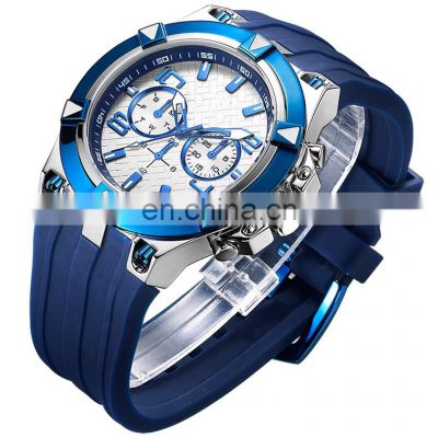 Day Date 10 atm water resistant fashion sport 24 hour custom chronograph quartz blue watch