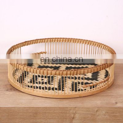 Best Price Bamboo Serving Tray Basket 100% Eco-friendly Coffee Tray For Fruit Basket Wholesale Multifunction