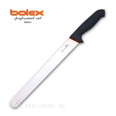 professional slicing knife lines ham slicer serrated scalloped cake bread slicer fluted edge ham keban roast beef slicers knives made in china by Bolex