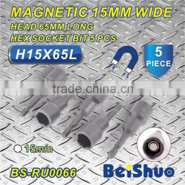 BS-RU0066 5 pc magnetic hex socket bit set