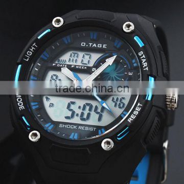 Brand New Mens Rubber Strap Blue Analog Digital Dual Dial Sport Chronograph Watch WS058