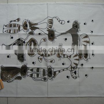 custom design printed full color 100%cotton tea towel with high quality edge