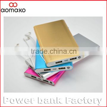 PA-101 promotional power bank 8000mah slim power bank with cable alluminium alloy power bank dual usb output
