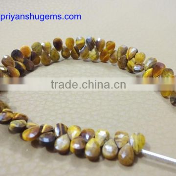 Yellow Tiger eye Faceted Pear Natural gemstones