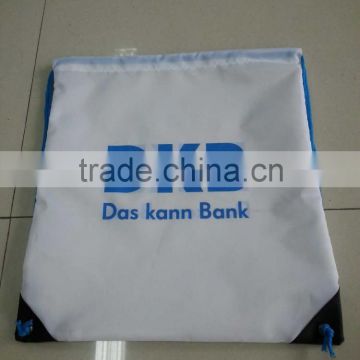 210D polyester drawstring bag with pu corners and matching string