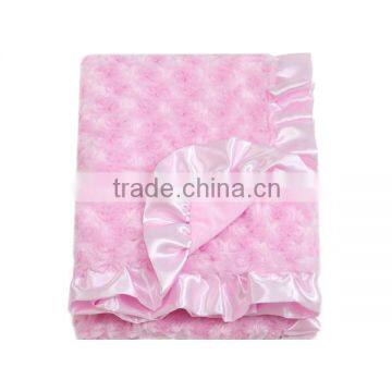 hot sale cheap rosette PV fleece satin blanket