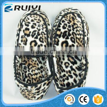 hot sale girls leopard fake fur winter plush indoor shoes