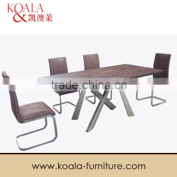 Dining Table Set in Stainless Steel Leg and High Gloss Dining Table A289#