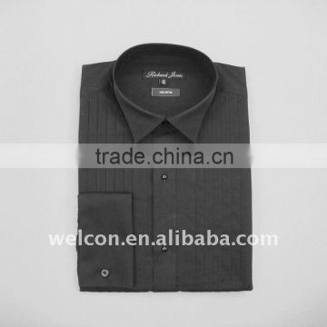 welcon 100% cotton men's stylish classic black tuxedo shirt