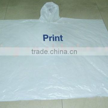 PEVA/EVA/PE recyclable printed white rain poncho