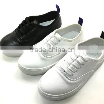 fashion girls white laced shoes, pu casual shoes, white waterproof shoes