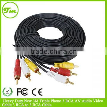 Heavy Duty New 3M Triple Phono 3 RCA AV Audio Video Cable 3 RCA to 3 RCA Cable