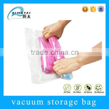 clear custom printed clothes storage roll up vacuum packing bag