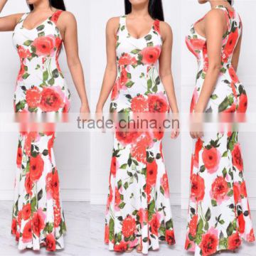 Women Sexy Printed Floral Bodycon Prom Mermaid Party Evening Cocktail Long Dress