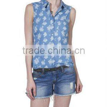 2013 Hot denim summer lady tops and blouses