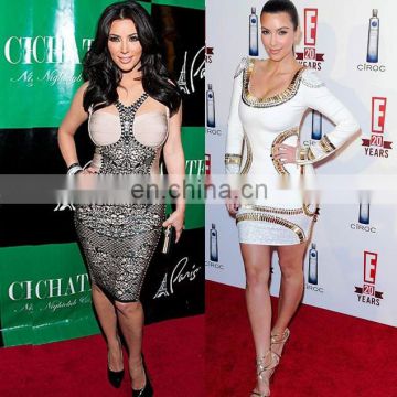 kim kardashian elegant long sleeve evening gowns dresses short