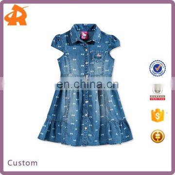Fashion quality Hello Kitty Little Girls' Printed Bow Denim Dress for 12 year girl without dress