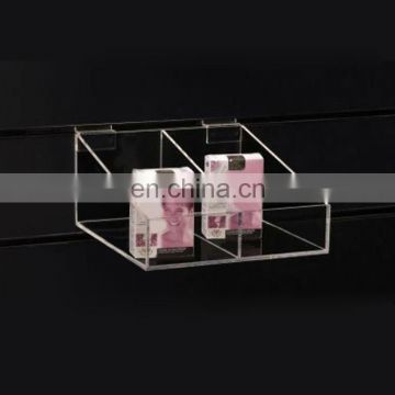 Factory custom wholesale wall mounted slatwall acrylic display holder for cellphone books magazine