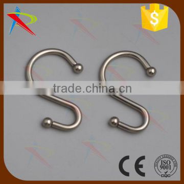 Surface Nickel S shape decorative shower curtain ring hooks