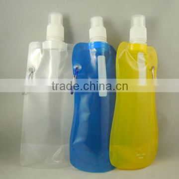 2015 hot sale foldable water bottle handly dishwasher safe plastic bottle with carabiner
