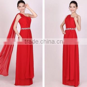 Fashion Red Sleeveless Women Evening Long Dress