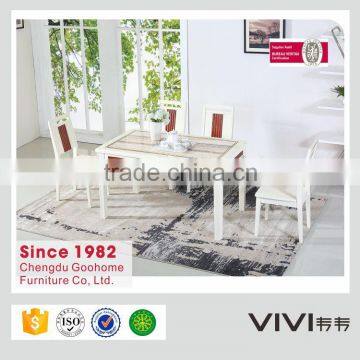 2016 hot-sale modern white marble top solid wood dining tables for sale