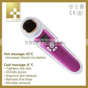 New products vibration cleansing face hot cold hammer with wood handle antiaging Beauty Device