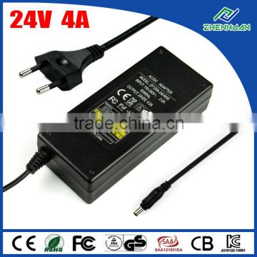 24Volt Power Supply 24V 4A Power AC Adapter With CE KC FCC