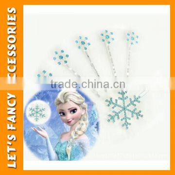 PGHD0311 Hot sale frozen elsa snowflake hair clip rhinestone hair pins set hair accessories for cosplay