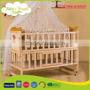 WBC-43B 2016 new product hot sale baby bed with anti bite strip, convertible baby beds