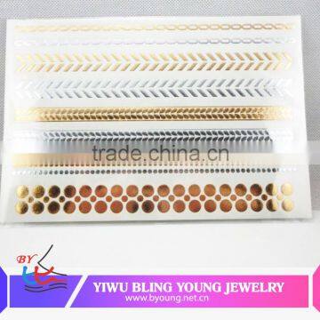 Hot new product body art temporary feature gold foil tattoo sticker