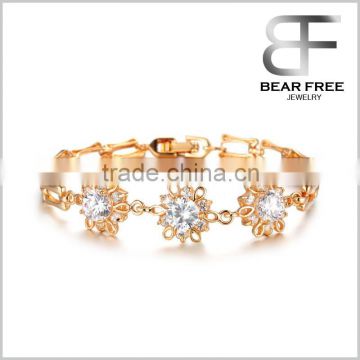 Sunflower 3A Zircon Europe Hot Style Plated 18K Gold Bracelet charms Wristband
