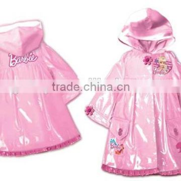 children PVC plastic rain jacket with hooded