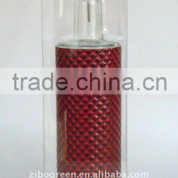 round glass oil bottle with leather coating (TW661P5P)