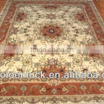 9x12ft hand knotted wool and silk red rugs