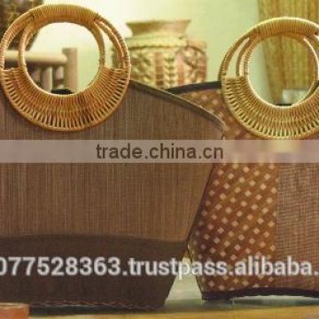 High quality best selling bamboo shopping handbag with fabric from vietnam