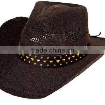 Bling Cowhide Leather Studded Western Band For Hat
