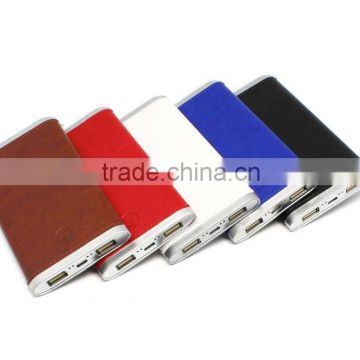 Popular promotion gifts power bank 6000mah for mobile phone, Real leather mobile power bank supplier support mobile phone