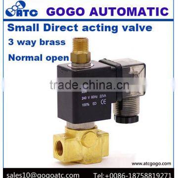 Brass normal close/normal open 3 way solenoid valve